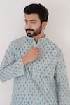 Shop_Nero India_Blue Pure Cotton Hand Block Printed Floral Kurta _Online_at_Aza_Fashions