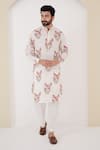 Buy_Nero India_Ivory Pure Cotton Hand Block Printed Floral Kurta And Pant Set _at_Aza_Fashions