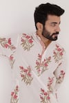 Shop_Nero India_Ivory Pure Cotton Hand Block Printed Floral Kurta And Pant Set _at_Aza_Fashions