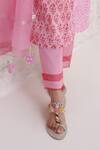 Buy_Nero India_Pink Cotton, Chiffon Embroidery V-neck Floral Print Panel Kurta Pant Set _Online_at_Aza_Fashions