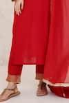 Buy_Nero India_Red Silk, Modal Lace Round Neck Zari Embroidered Kurta Pant Set _Online_at_Aza_Fashions