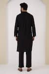 Shop_Nero India_Black Cotton Satin Pintuck Solid Kurta _at_Aza_Fashions