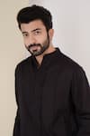 Buy_Nero India_Black Cotton Satin Pintuck Solid Kurta _Online_at_Aza_Fashions