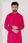 Nero India_Fuchsia Cotton Satin Pintuck Bodice Kurta _Online_at_Aza_Fashions