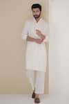 Buy_Nero India_Ivory Cotton Satin Pintuck Placed Kurta _at_Aza_Fashions