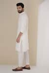 Nero India_Ivory Cotton Satin Pintuck Placed Kurta _Online_at_Aza_Fashions