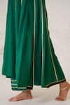 Buy_Nero India_Emerald Green Cotton Satin Embroidered Zari Dori Round Kurta And Pant Set _Online_at_Aza_Fashions