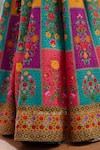 Buy_Torani_Multi Color Raw Silk Printed Floral Sweetheart Dil Rang Javeri Lehenga Set 