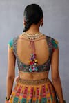 Buy_Torani_Multi Color Raw Silk Printed Floral Sweetheart Dil Rang Javeri Lehenga Set _Online