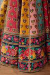 Torani_Multi Color Raw Silk Printed Floral Sweetheart Dil Rang Jiya Lehenga Set _Online_at_Aza_Fashions