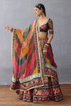 Torani_Multi Color Raw Silk Printed Floral Sweetheart Dil Rang Jiya Lehenga Set _at_Aza_Fashions