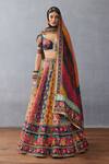 Buy_Torani_Multi Color Raw Silk Printed Floral Sweetheart Dil Rang Jiya Lehenga Set 