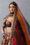 Shop_Torani_Multi Color Raw Silk Printed Floral Sweetheart Dil Rang Jiya Lehenga Set 