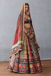 Torani_Multi Color Raw Silk Printed Floral Sweetheart Dil Rang Jiya Lehenga Set _Online