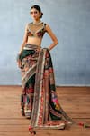 Buy_Torani_Black Jeni Silk Printed Floral Round Dil Shaad Samira Blouse _at_Aza_Fashions