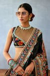Buy_Torani_Black Jeni Silk Printed Floral Round Dil Shaad Samira Blouse _Online_at_Aza_Fashions