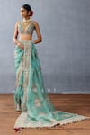 Buy_Torani_Blue Butterfly Net Embroidered Resham Plunging V Dil Nawaz Rubeka Blouse 