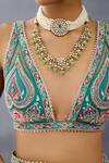 Shop_Torani_Blue Butterfly Net Embroidered Resham Plunging V Dil Nawaz Rubeka Blouse 
