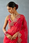 Shop_Torani_Red Organza Sequins, Embroidery Dil Surkh Samila Saree _Online_at_Aza_Fashions