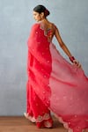 Shop_Torani_Red Organza Sequins, Embroidery Dil Surkh Samila Saree _at_Aza_Fashions