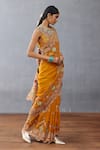 Buy_Torani_Yellow Slub Silk Embroidered Resham Round Dil Seker Amena Floral Print Blouse _Online_at_Aza_Fashions