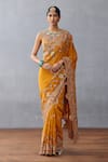 Buy_Torani_Yellow Slub Silk Embroidered Resham Round Dil Seker Amena Floral Print Blouse 