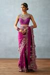 Torani_Purple Slub Silk Embroidered Resham Round Dil Kusha Shanfa Patchwork Blouse _Online_at_Aza_Fashions