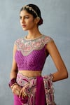 Buy_Torani_Purple Slub Silk Embroidered Resham Round Dil Kusha Shanfa Patchwork Blouse _Online_at_Aza_Fashions