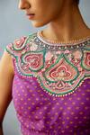 Torani_Purple Slub Silk Embroidered Resham Round Dil Kusha Shanfa Patchwork Blouse _at_Aza_Fashions