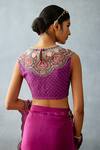 Shop_Torani_Purple Slub Silk Embroidered Resham Round Dil Kusha Shanfa Patchwork Blouse _at_Aza_Fashions
