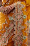 Torani_Yellow Slub Silk Embroidered Resham Dil Seher Amena Printed Saree  _Online_at_Aza_Fashions