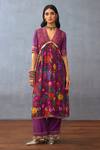 Shop_Torani_Purple Cotton Voile Printed Dil Kusha Aafiya Blossom Kurta Pant Set  