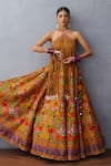 Buy_Torani_Yellow Jeni Silk Printed Cowrie Dil Seher Sejal Lehenga With Tasselled Blouse _at_Aza_Fashions