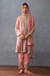 Buy Torani Pink Organza, Silk, Jersey Embroidery, Dil Ruba Izna Floral Kurta Pant Set at Aza Fashions Buy_Torani_Pink Organza, Silk, Jersey Embroidery, Dil Ruba Izna Floral Kurta Pant Set _at_Aza_Fashions