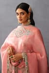 Shop Torani Pink Organza, Silk, Jersey Embroidery, Dil Ruba Izna Floral Kurta Pant Set Online at Aza Fashions Shop_Torani_Pink Organza, Silk, Jersey Embroidery, Dil Ruba Izna Floral Kurta Pant Set _Online_at_Aza_Fashions