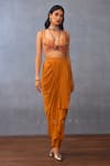 Torani_Yellow Cotton Jacquard Printed Dil Seher Airi Dhoti Skirt Set _Online_at_Aza_Fashions