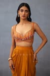 Shop_Torani_Yellow Cotton Jacquard Printed Dil Seher Airi Dhoti Skirt Set 