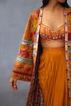 Torani_Yellow Cotton Jacquard Printed Dil Seher Airi Dhoti Skirt Set _Online