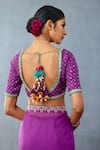Shop_Torani_Purple Silk Embroidery, Lace, Sequins Plunge Dil Kusha Nazila Printed Blouse _at_Aza_Fashions
