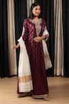 Buy_HOUSE OF SUPRIYA_Maroon Anarkali Silk Chanderi Floral Pattern With Dupatta _Online_at_Aza_Fashions