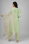 Shop_HOUSE OF SUPRIYA_Green Kurta Silk Chanderi Embroidered Thread Floral Pant Set _at_Aza_Fashions