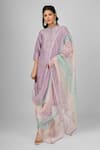 Buy_HOUSE OF SUPRIYA_Purple Kurta Silk Chanderi Embroidered Thread Mirrorwork Pant Set _at_Aza_Fashions