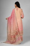Shop_HOUSE OF SUPRIYA_Peach Silk Georgette Embroidered Mughal Floral Print Kurta Pant Set _at_Aza_Fashions