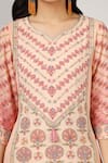 Buy_HOUSE OF SUPRIYA_Peach Silk Georgette Embroidered Mughal Floral Print Kurta Pant Set _Online_at_Aza_Fashions