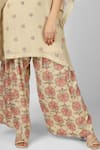 Shop_HOUSE OF SUPRIYA_Beige Silk Georgette Embroidered Floral Vine Print Kaftan With Palazzo _Online_at_Aza_Fashions