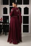 Shop_HOUSE OF SUPRIYA_Maroon Kurta Silk Georgette Embroidered Zardosi Anarkali Pant Set _at_Aza_Fashions