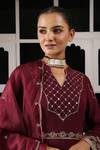 Shop_HOUSE OF SUPRIYA_Maroon Kurta Silk Georgette Embroidered Zardosi Anarkali Pant Set _Online_at_Aza_Fashions