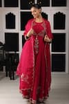 Buy_HOUSE OF SUPRIYA_Red Anarkali Silk Georgette Embroidered Zari Round Floral Work Set _at_Aza_Fashions