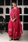 HOUSE OF SUPRIYA_Red Anarkali Silk Georgette Embroidered Zari Round Floral Work Set _Online_at_Aza_Fashions