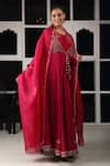 Buy_HOUSE OF SUPRIYA_Red Anarkali Silk Georgette Embroidered Zari Round Floral Work Set _Online_at_Aza_Fashions